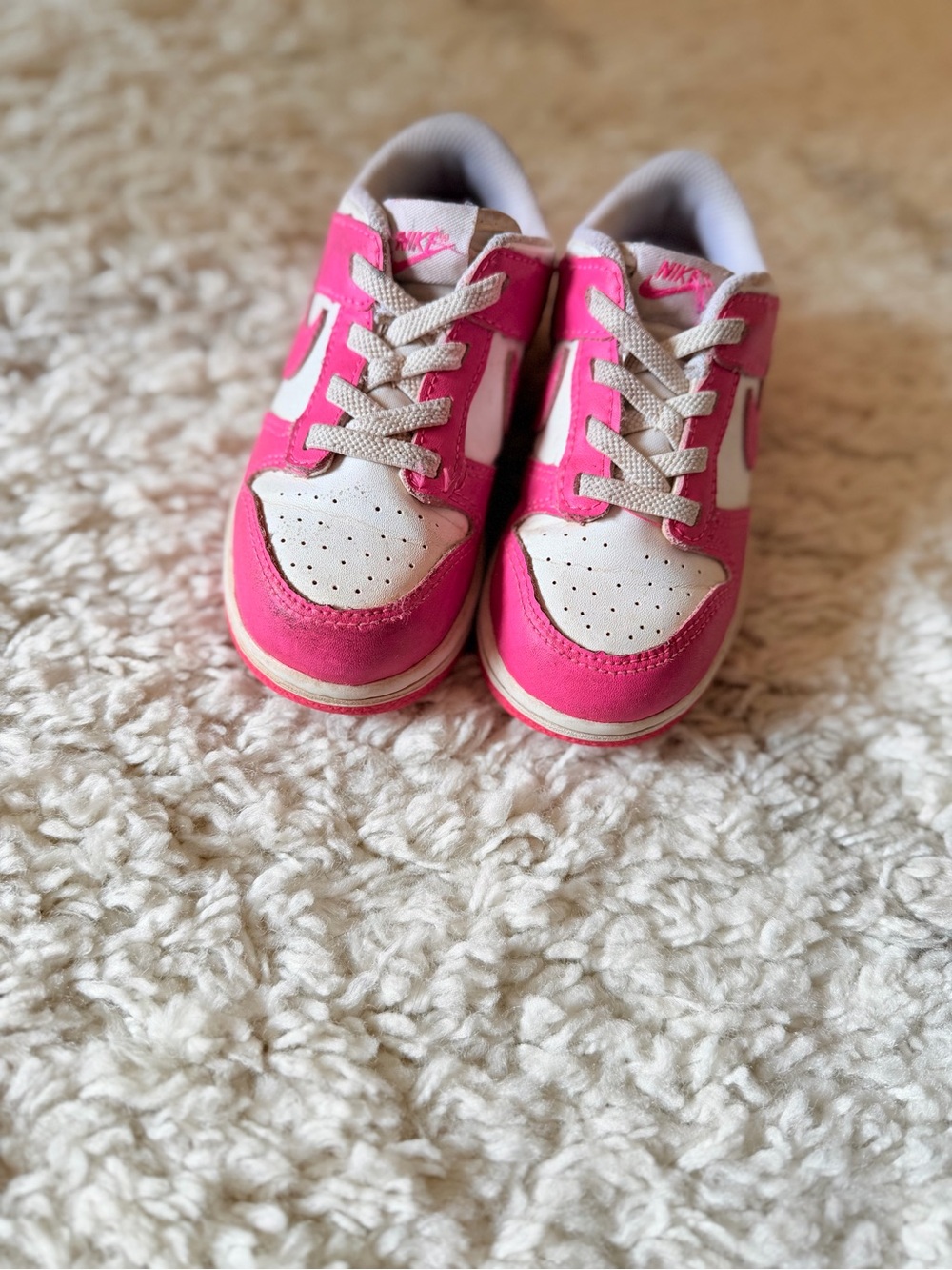 Nike Kids Pink and White Low-Top Sneakers